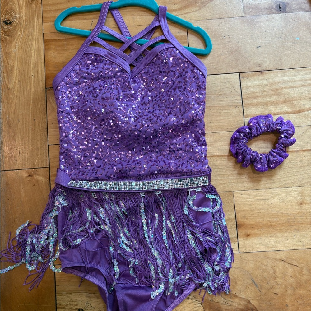 Weissman Purple Dance Costume with Sequins and Metallic Finish